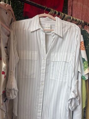 Babaton White Pinstripe Button-Down Shirt